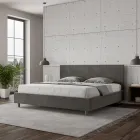 Tweepersoonsbed 200x200 cm met hoofdbord van microvezel, gemaakt in Italië - Pallone Viadurini