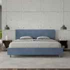 Tweepersoonsbed 200x200 cm met hoofdbord van microvezel, gemaakt in Italië - Pallone Viadurini