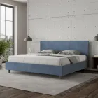 Tweepersoonsbed 200x200 cm met hoofdbord van microvezel, gemaakt in Italië - Pallone Viadurini