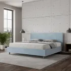 Tweepersoonsbed 200x200 cm met hoofdbord van microvezel, gemaakt in Italië - Pallone Viadurini