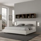 Tweepersoonsbed 200x200 cm met hoofdbord van kunstleer, gemaakt in Italië - Pallone Viadurini