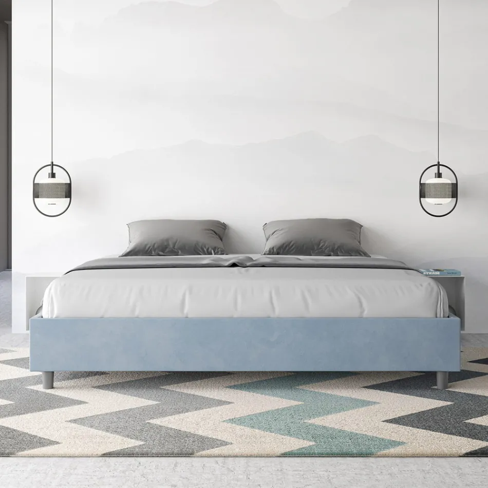 Tweepersoonsbed 200x200 cm, bekleed met microvezel, gemaakt in Italië - Athlete Viadurini