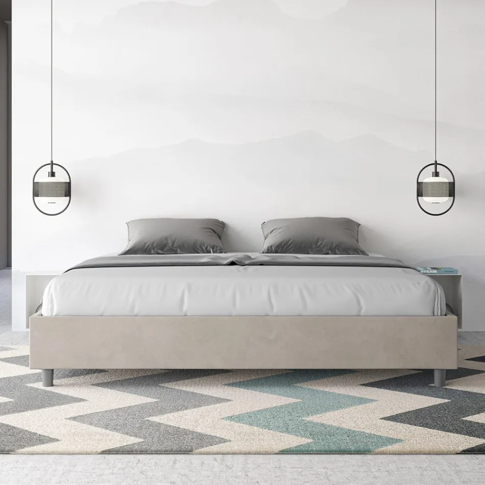 Tweepersoonsbed 200x200 cm, bekleed met microvezel, gemaakt in Italië - Athlete Viadurini