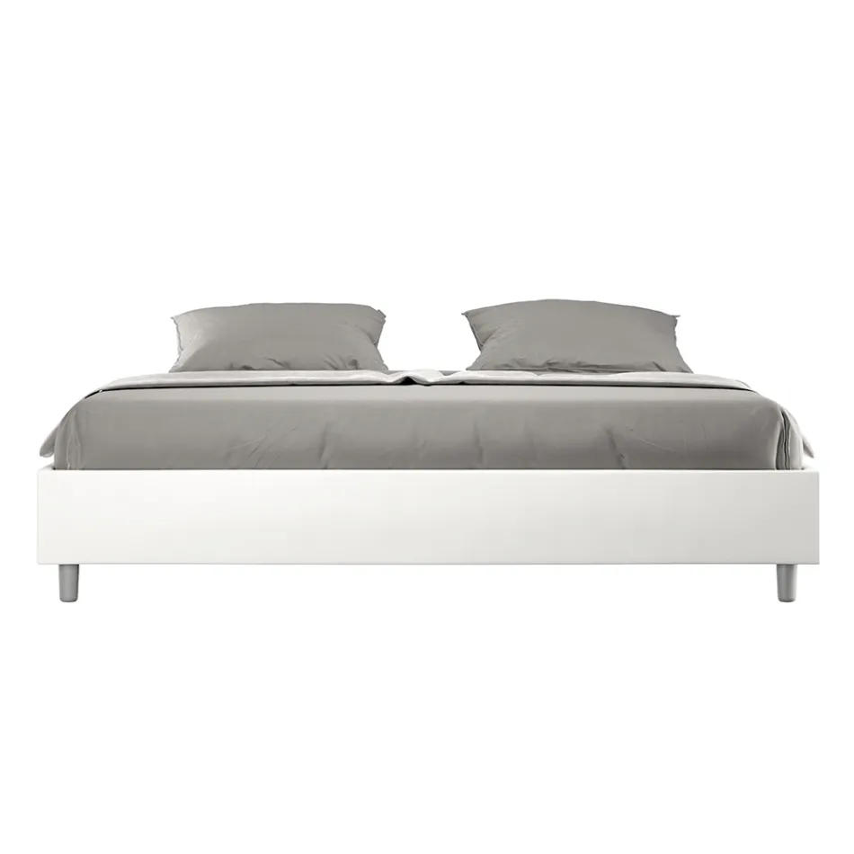 Tweepersoonsbed van 200x200 cm, bekleed met kunstleer, gemaakt in Italië - Athlete Viadurini