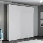 Verticaal opklapbaar tweepersoonsbed met wandmeubel en kolom - Magicompare Viadurini