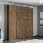 Verticaal opklapbaar tweepersoonsbed met wandmeubel en kolom - Magicompare Viadurini