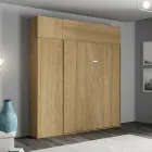 Verticaal opklapbaar tweepersoonsbed met wandmeubel en kolom - Magicompare Viadurini