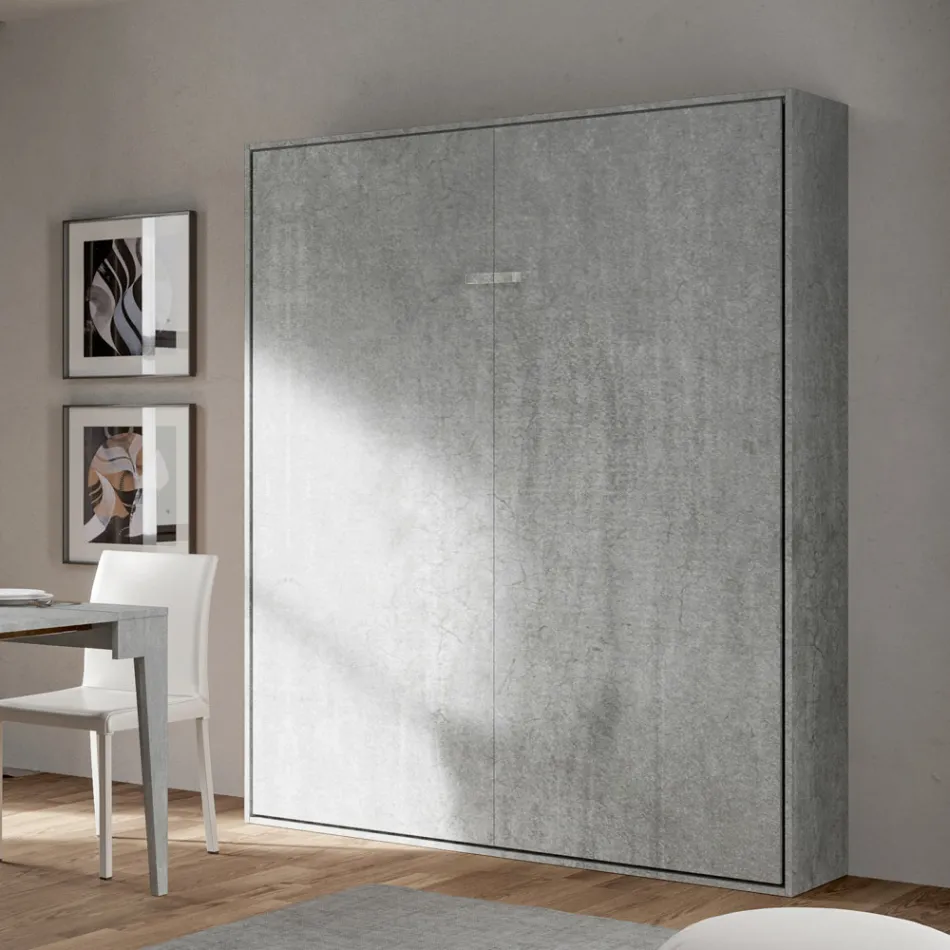 Verticaal opklapbaar tweepersoonsbed in verschillende afwerkingen - Magicompare Viadurini