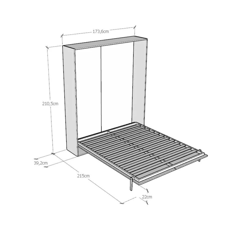 Verticaal opklapbaar tweepersoonsbed in verschillende afwerkingen - Magicompare Viadurini