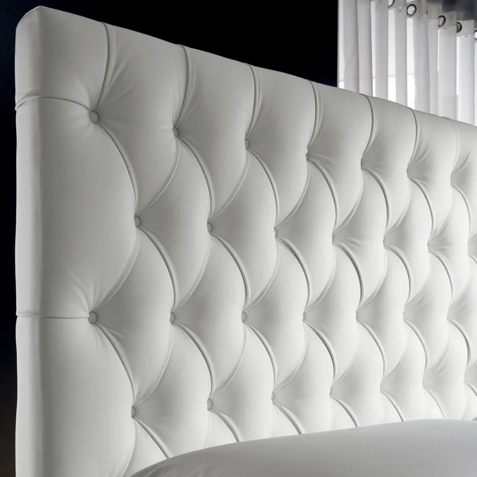 Capitonné tweepersoonsbed met optionele opbergruimte Made in Italy - Sciocco Viadurini