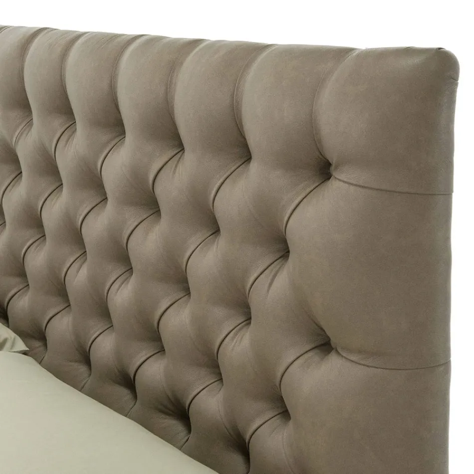 Klassiek tweepersoonsbed met box van stof of ecoleer, gemaakt in Italië – Libanon Viadurini