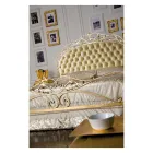 Klassiek en luxueus tweepersoonsbed van ijzer en leer, gemaakt in Italië - Laki Viadurini