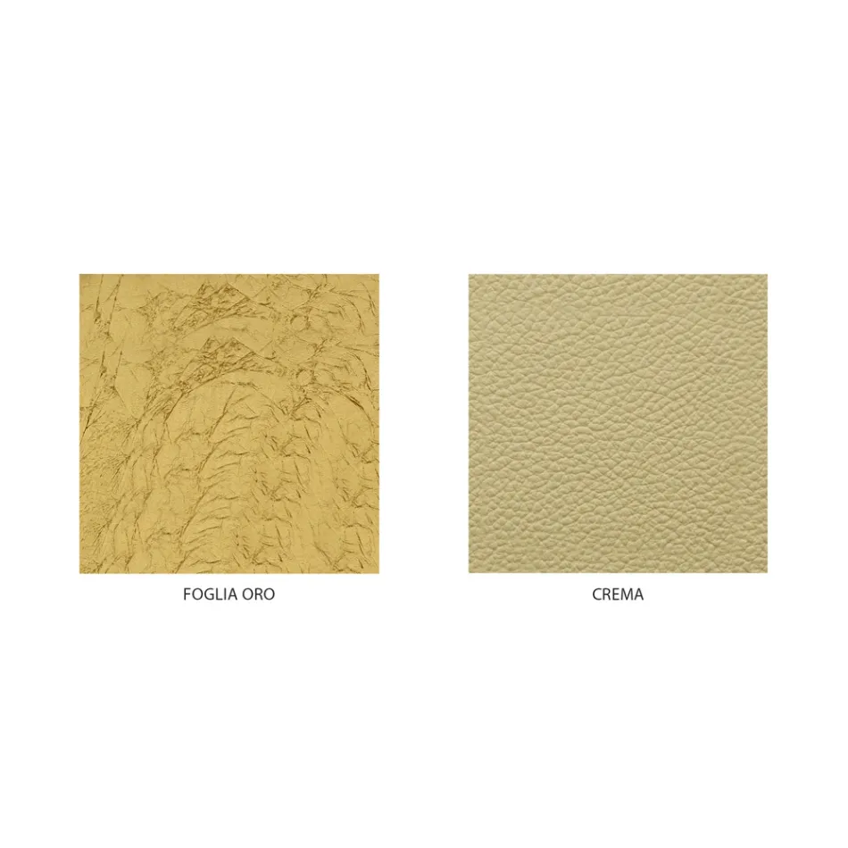 Klassiek en luxueus tweepersoonsbed van ijzer en leer, gemaakt in Italië - Laki Viadurini