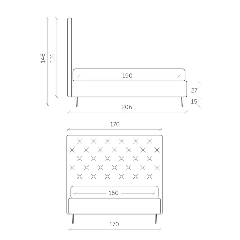 Tweepersoonsbed met opbergdoos en onderstel 160x190 Made in Italy - Sallie Viadurini