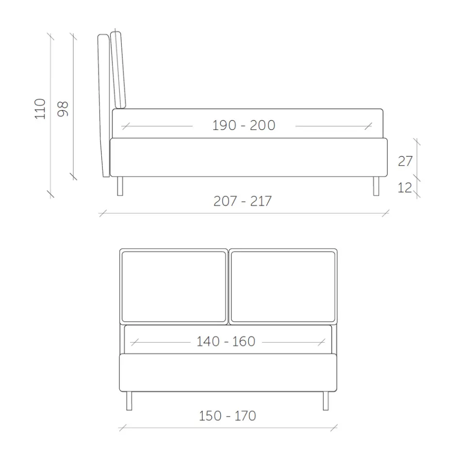 Tweepersoonsbed met opbergdoos Made in Italy - Ernesta Viadurini