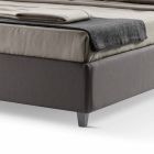 Dubbel bed met box en glad hoofdeinde in Made in Italy stof - Nives Viadurini