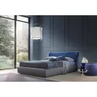 Tweepersoonsbed met gestoffeerde doos in Corolle-stof van Bolzan Viadurini