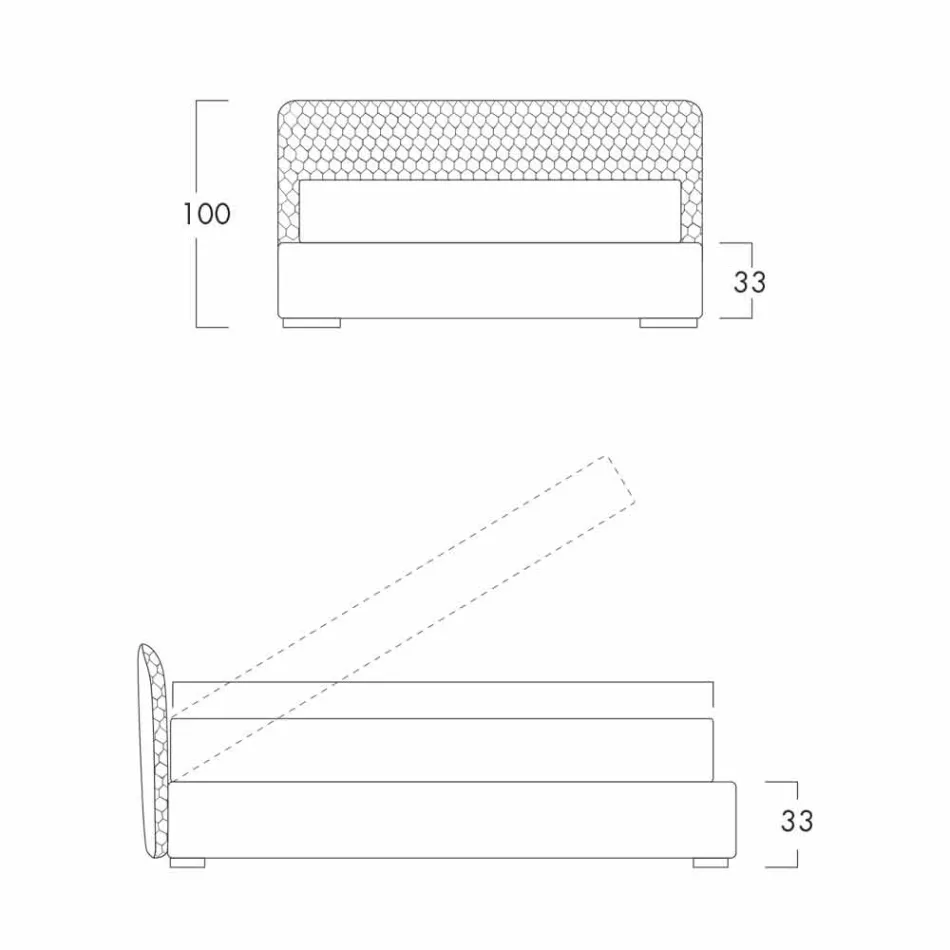 Tweepersoonsbed met gestoffeerde doos in Corolle-stof van Bolzan Viadurini