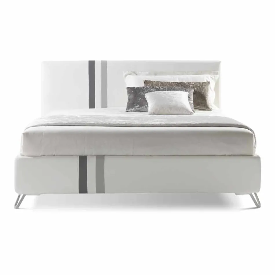Dubbel bed met gecapitonneerde lade van eco-leer Made in Italy - Paolo Viadurini