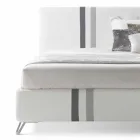 Dubbel bed met gecapitonneerde lade van eco-leer Made in Italy - Paolo Viadurini