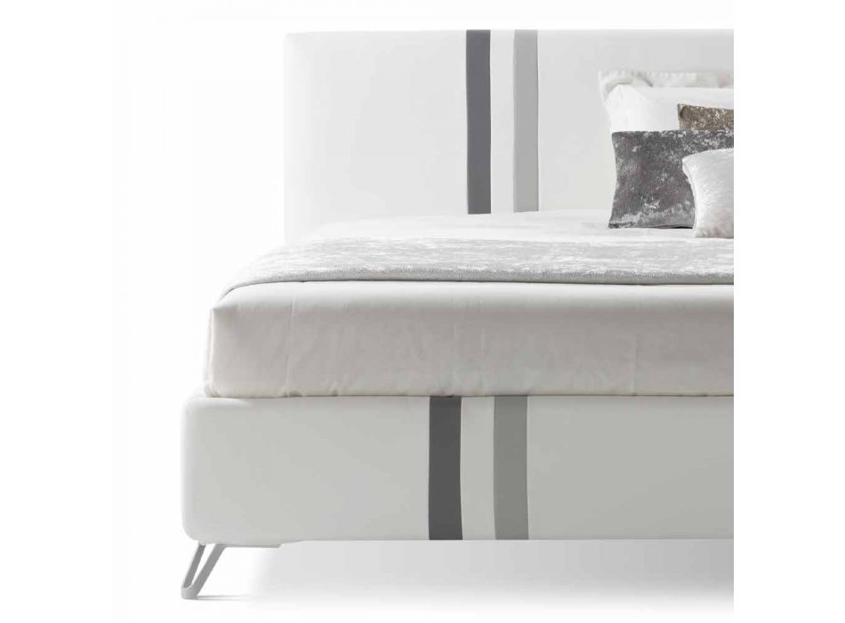Dubbel bed met gecapitonneerde lade van eco-leer Made in Italy - Paolo Viadurini