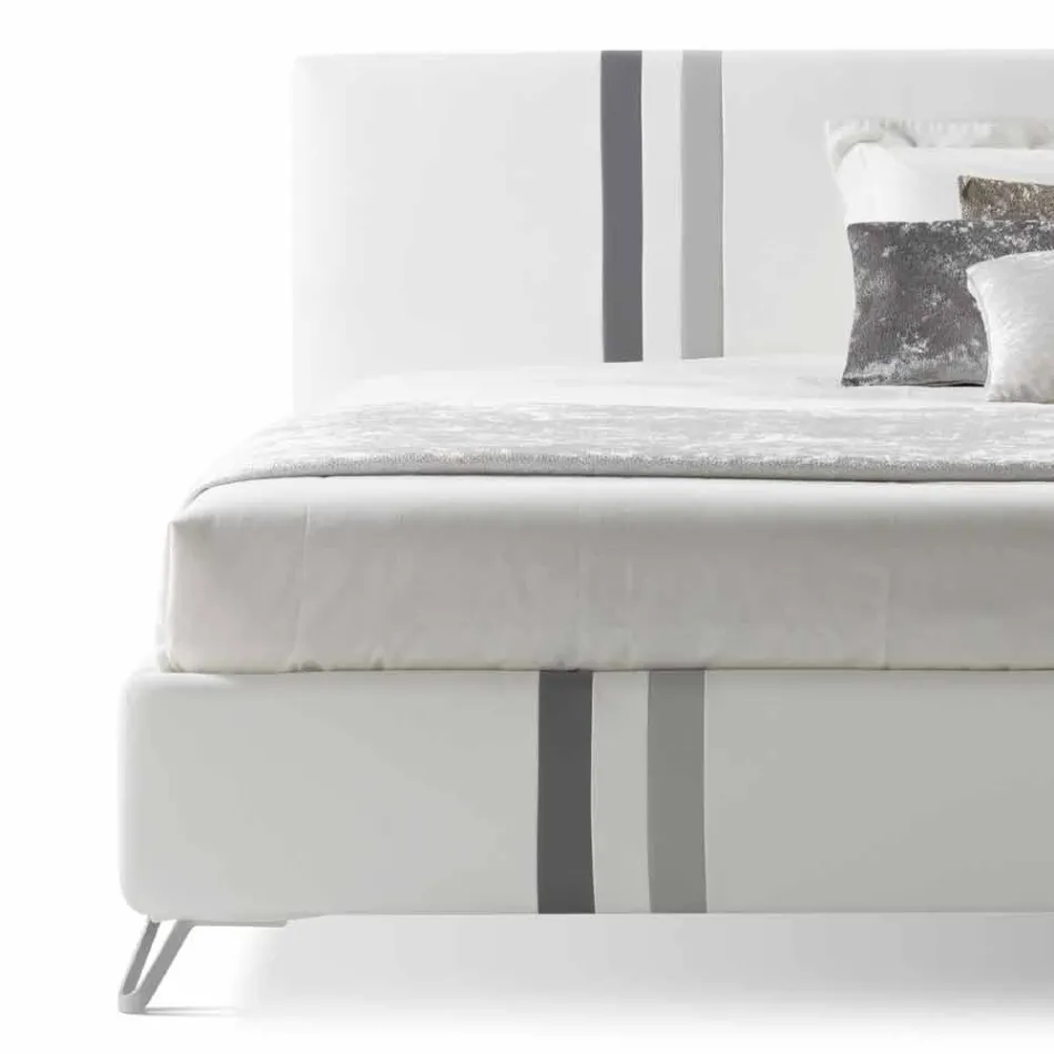 Dubbel bed met gecapitonneerde lade van eco-leer Made in Italy - Paolo Viadurini
