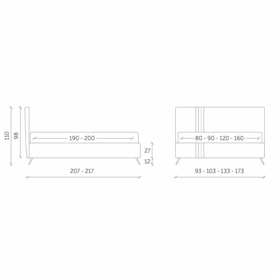 Dubbel bed met gecapitonneerde lade van eco-leer Made in Italy - Paolo Viadurini