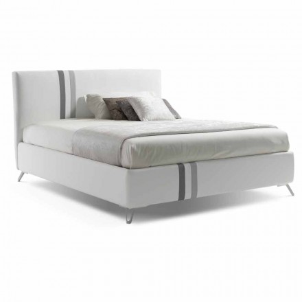 Dubbel bed met gecapitonneerde lade van eco-leer Made in Italy - Paolo Viadurini