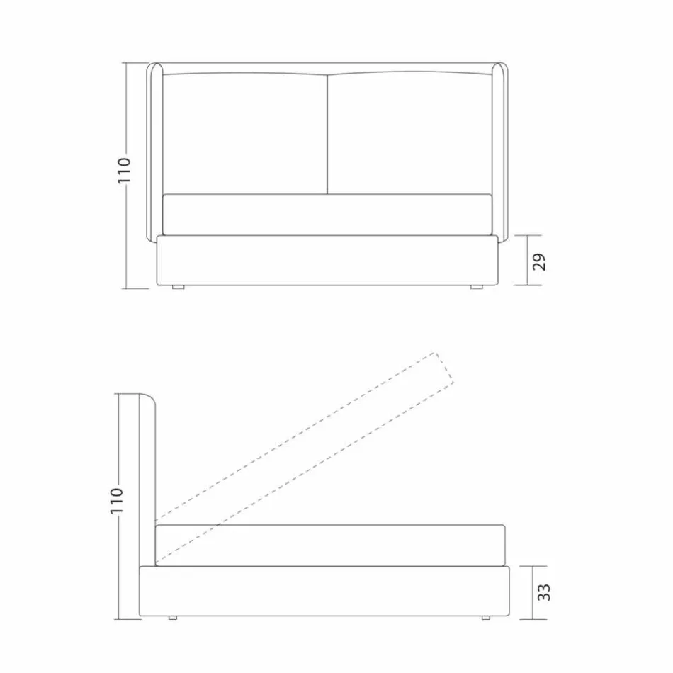 Tweepersoonsbed met opbergruimte, modern design, Kate by Bolzan Viadurini