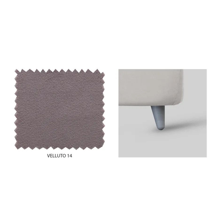 Tweepersoonsbed met optionele opbergruimte en poten Made in Italy - Birba Viadurini