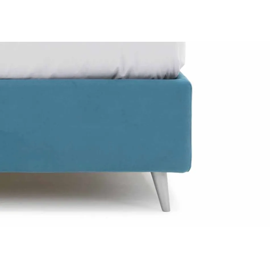 Tweepersoonsbed met container bekleed met stof Made in Italy - Renato Viadurini