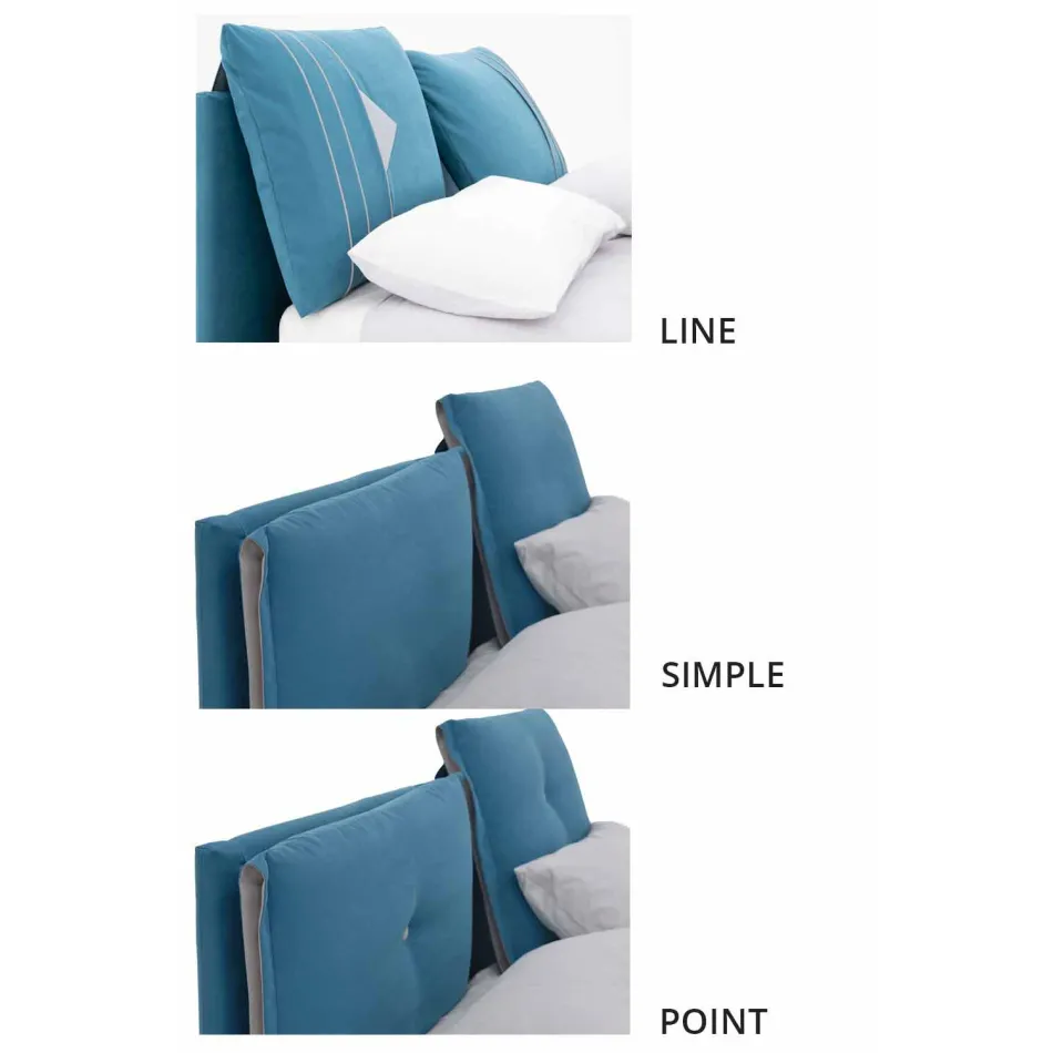 Tweepersoonsbed met container bekleed met stof Made in Italy - Renato Viadurini