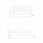 Tweepersoonsbed met een container bedekt met Selene Bolzan-stof Viadurini