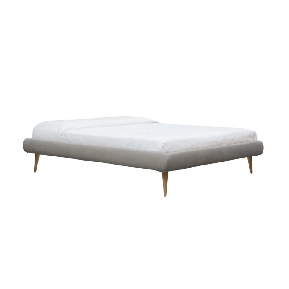 Tweepersoonsbed met gestoffeerd bedframe in stof Made in Italy - Rolly Viadurini