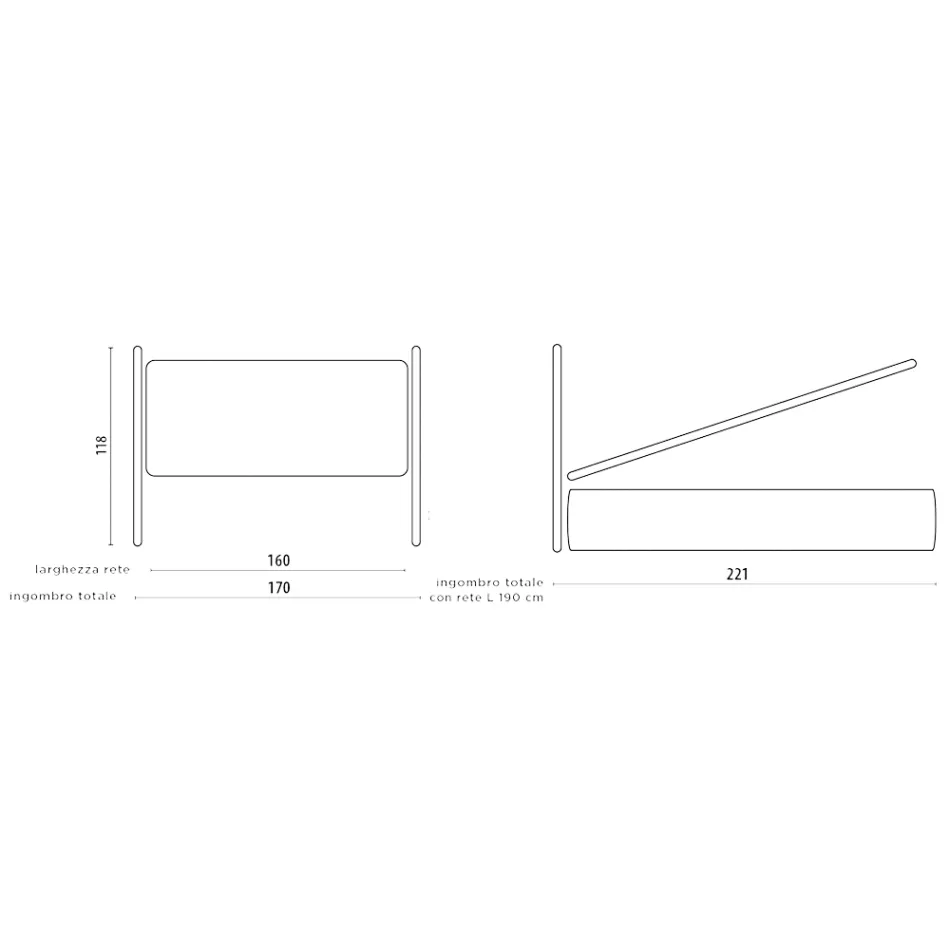 Tweepersoonsbed met gestoffeerd bedframe in stof Made in Italy - Rolly Viadurini