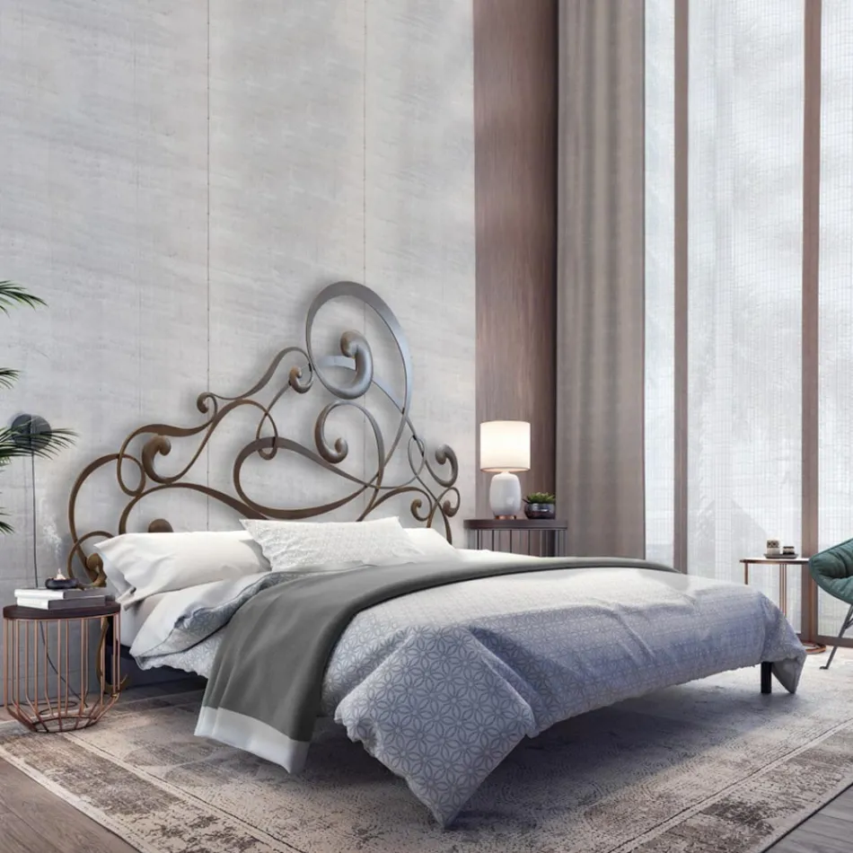 Tweepersoonsbed met ijzeren bedframe Made in Italy - Pongo Viadurini