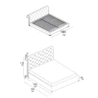 Tweepersoonsbed met capitonné vulling en houten poten - Briosco Viadurini