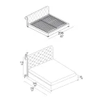 Tweepersoonsbed met capitonné vulling en houten poten - Briosco Viadurini