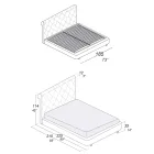 Tweepersoonsbed met houten structuur bedekt met polyurethaan - omgevallen Viadurini