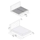 Tweepersoonsbed met houten structuur bedekt met polyurethaan - omgevallen Viadurini