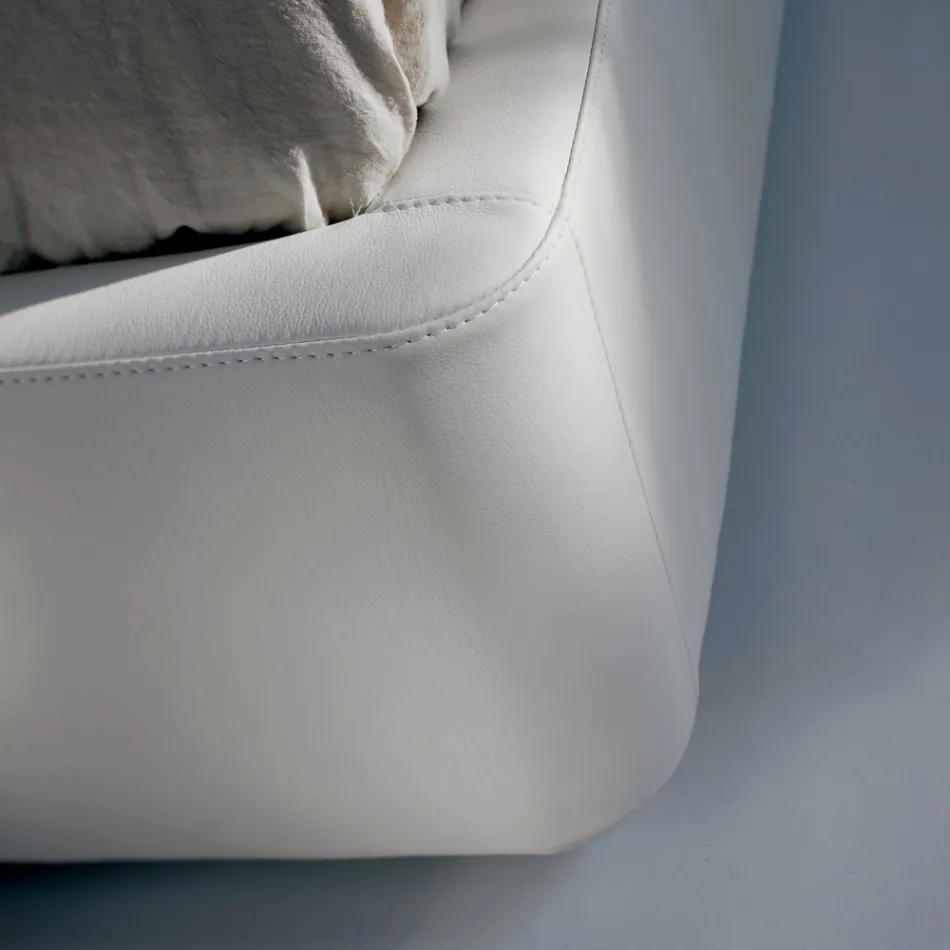 Tweepersoonsbed met houten structuur bedekt met polyurethaan - omgevallen Viadurini