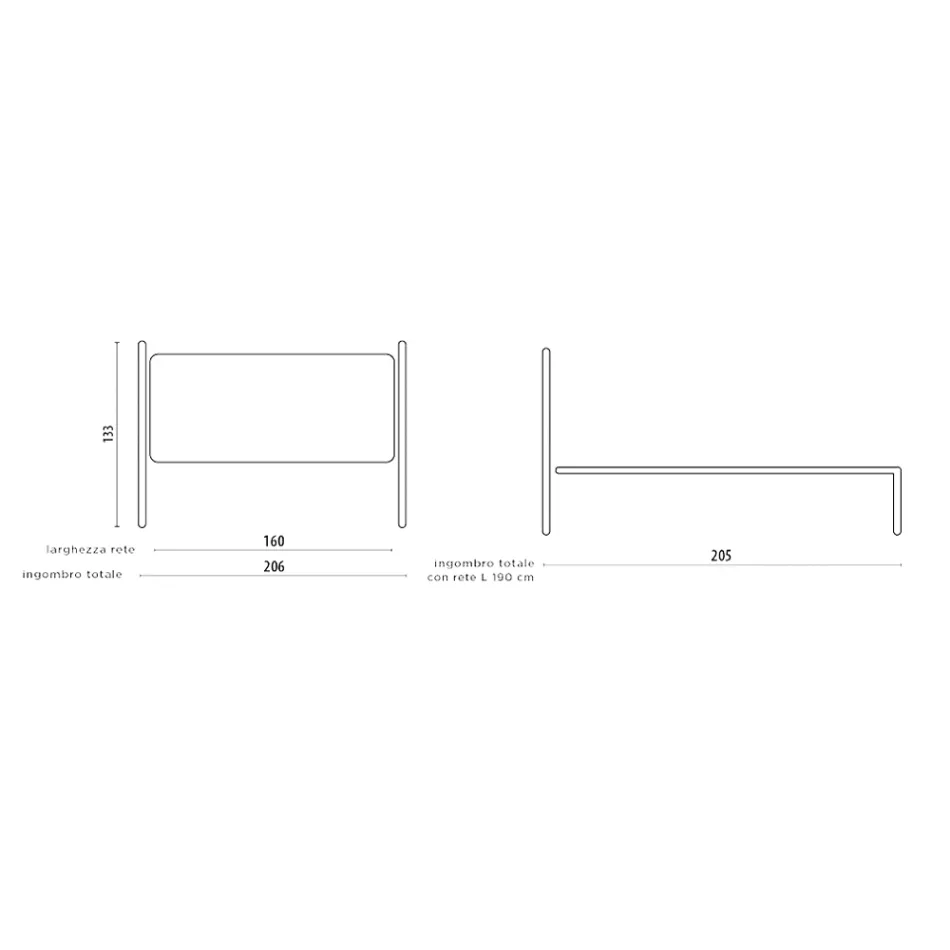 Tweepersoonsbed met hoofdeinde en bedframe van ijzer Made in Italy - Afwerking Viadurini