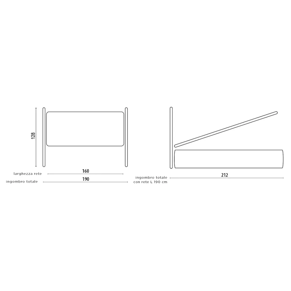 Tweepersoonsbed met ijzeren hoofdeinde en gevoerd bedframe Made in Italy - Kenzo Viadurini
