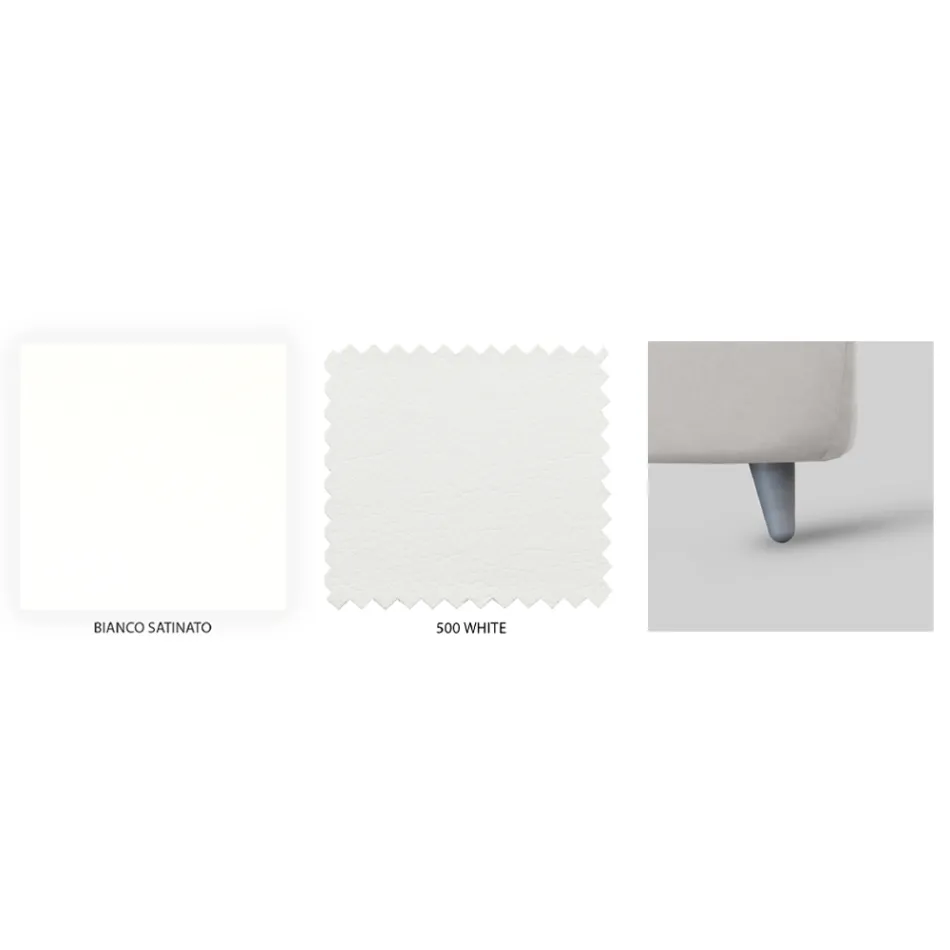 Tweepersoonsbed met ijzeren hoofdeinde en gevoerd bedframe Made in Italy - Kenzo Viadurini