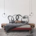Tweepersoonsbed met ijzeren hoofdeinde en gewatteerd bedframe Made in Italy - Kenzo