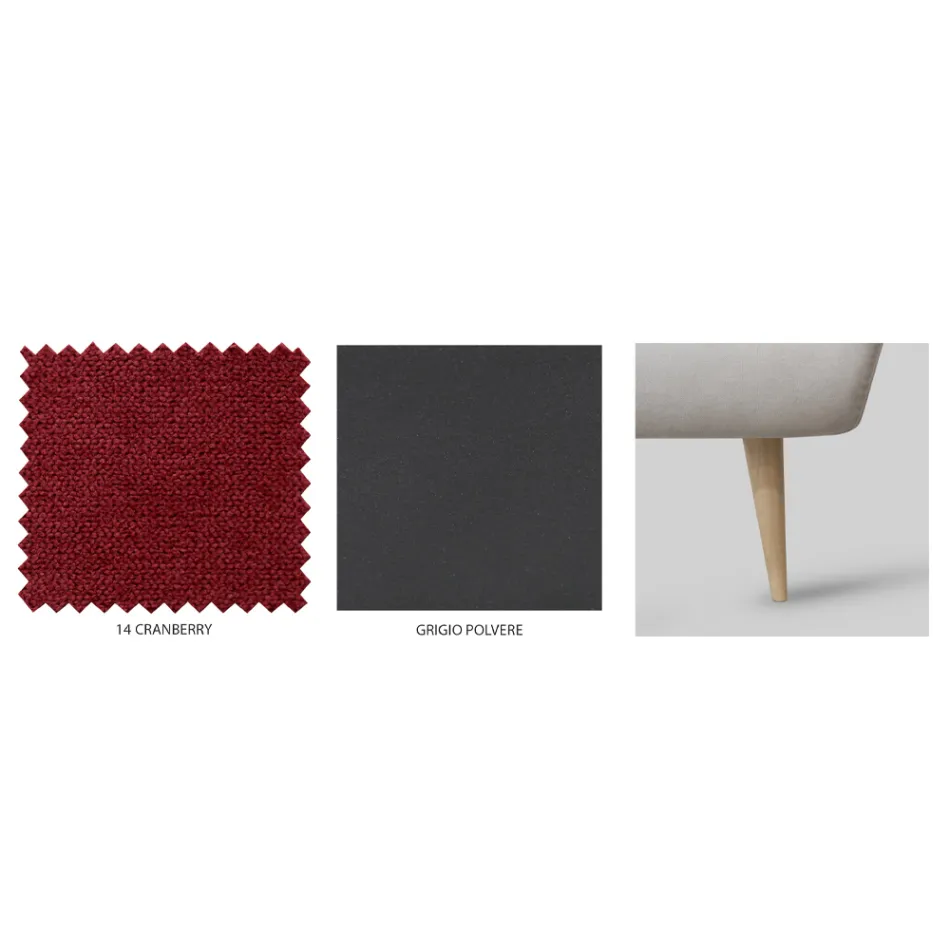 Tweepersoonsbed met ijzeren hoofdeinde en gevoerd bedframe Made in Italy - Kenzo Viadurini