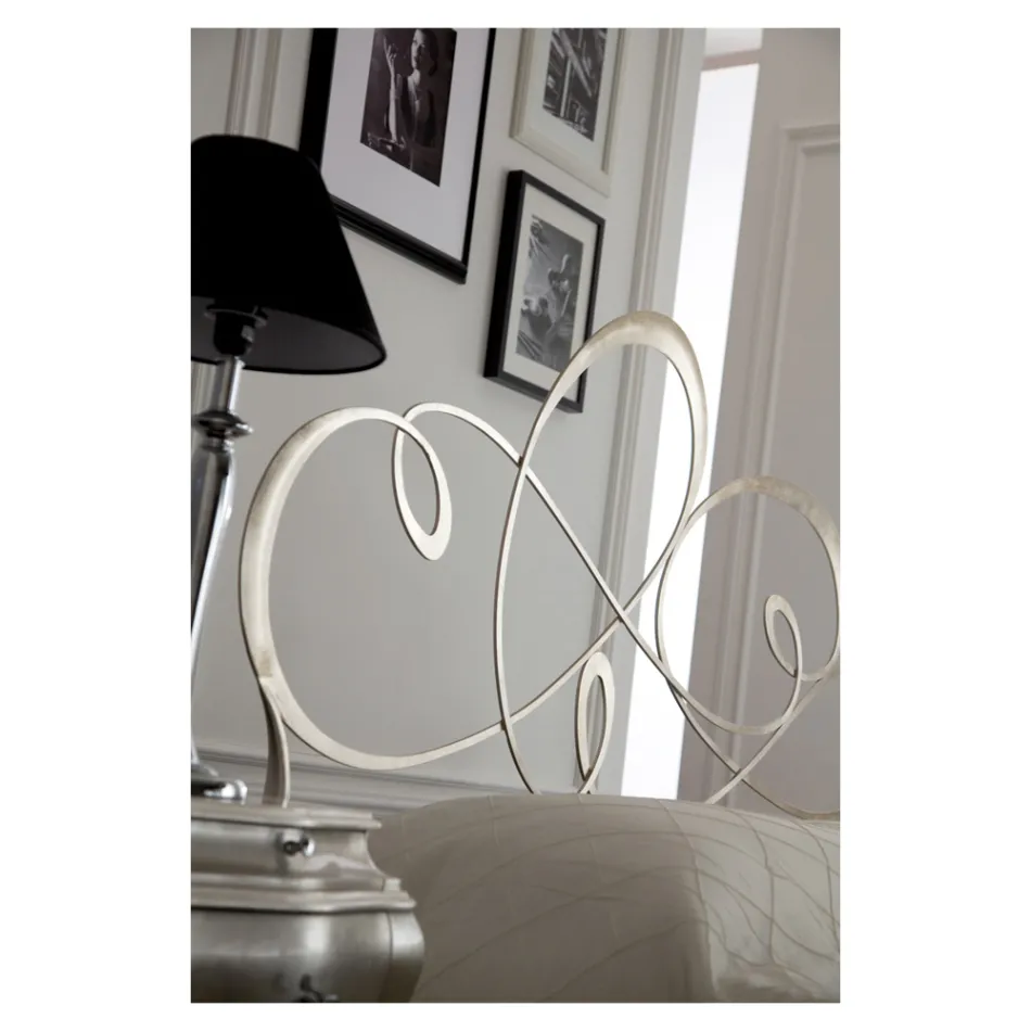 Tweepersoonsbed met massief ijzeren hoofdeinde Made in Italy - Nebbia Viadurini