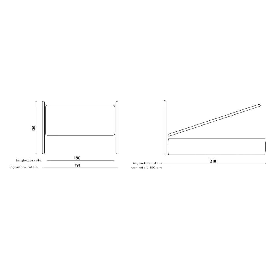 Tweepersoonsbed met gestoffeerd hoofdeinde in stof Made in Italy - Fulmine Viadurini