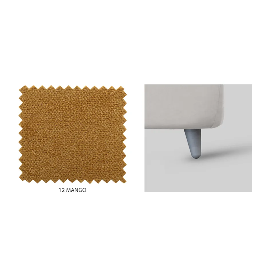 Tweepersoonsbed met hoofdeinde van ecoleer of stof Made in Italy - Buddy Viadurini