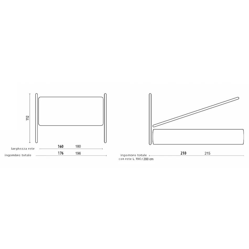 Tweepersoonsbed met hoofdeinde van ecoleer of stof Made in Italy - Buddy Viadurini